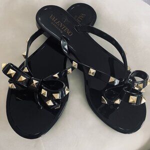 Valentino Garavani Bow Black Studded Jelly Sandals